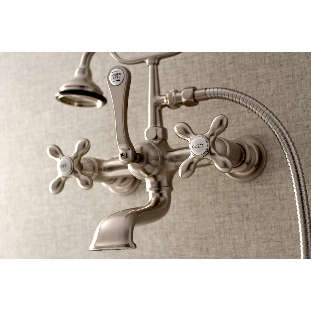 Aqua Vintage 7-Inch Wall Mount Tub Faucet with Hand Shower