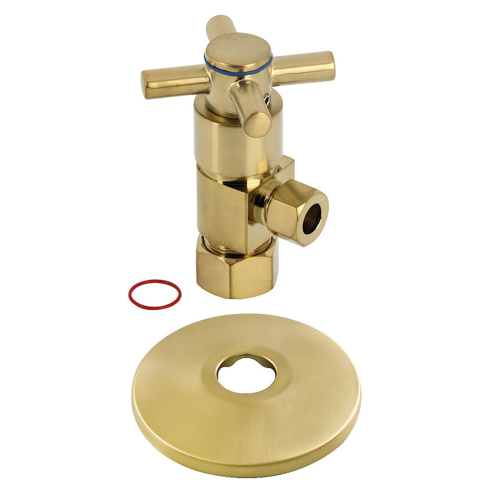 Kingston Brass 5/8&quot;O.D x 3/8&quot; O.D Anti-Seize Deluxe Quarter Turn Ceramic Hardisc Cartridge Angle Stop with Flange