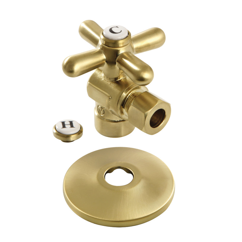 Kingston Brass 1/2&quot; Sweat x 3/8&quot; OD Comp Quarter-Turn Angle Stop Valve with Flange