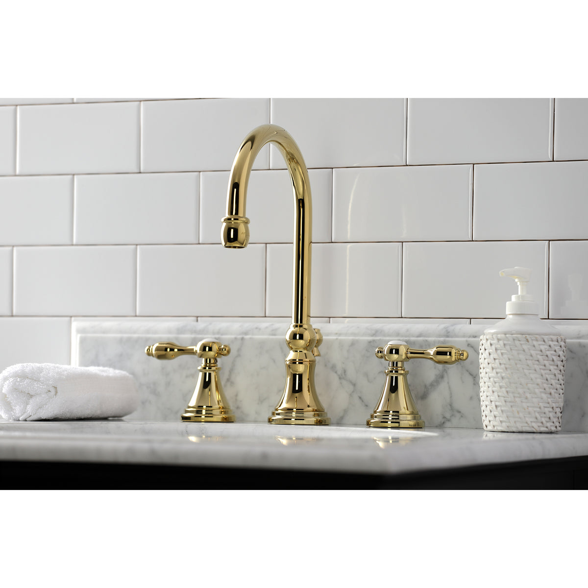 Kingston Brass KS2981TAL Tudor Widespread Bathroom Faucet with Brass Pop-Up