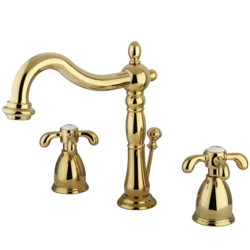 Kingston Brass KB1971TX French Country Widespread Bathroom Faucet with Plastic Pop-Up