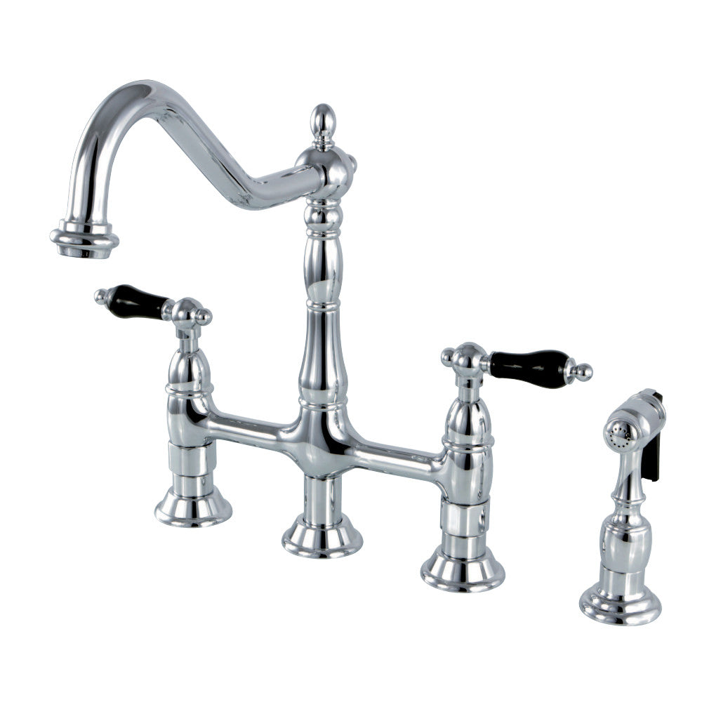 Kingston Brass KS1270PKLBS Duchess Bridge Kitchen Faucet with Brass Sprayer