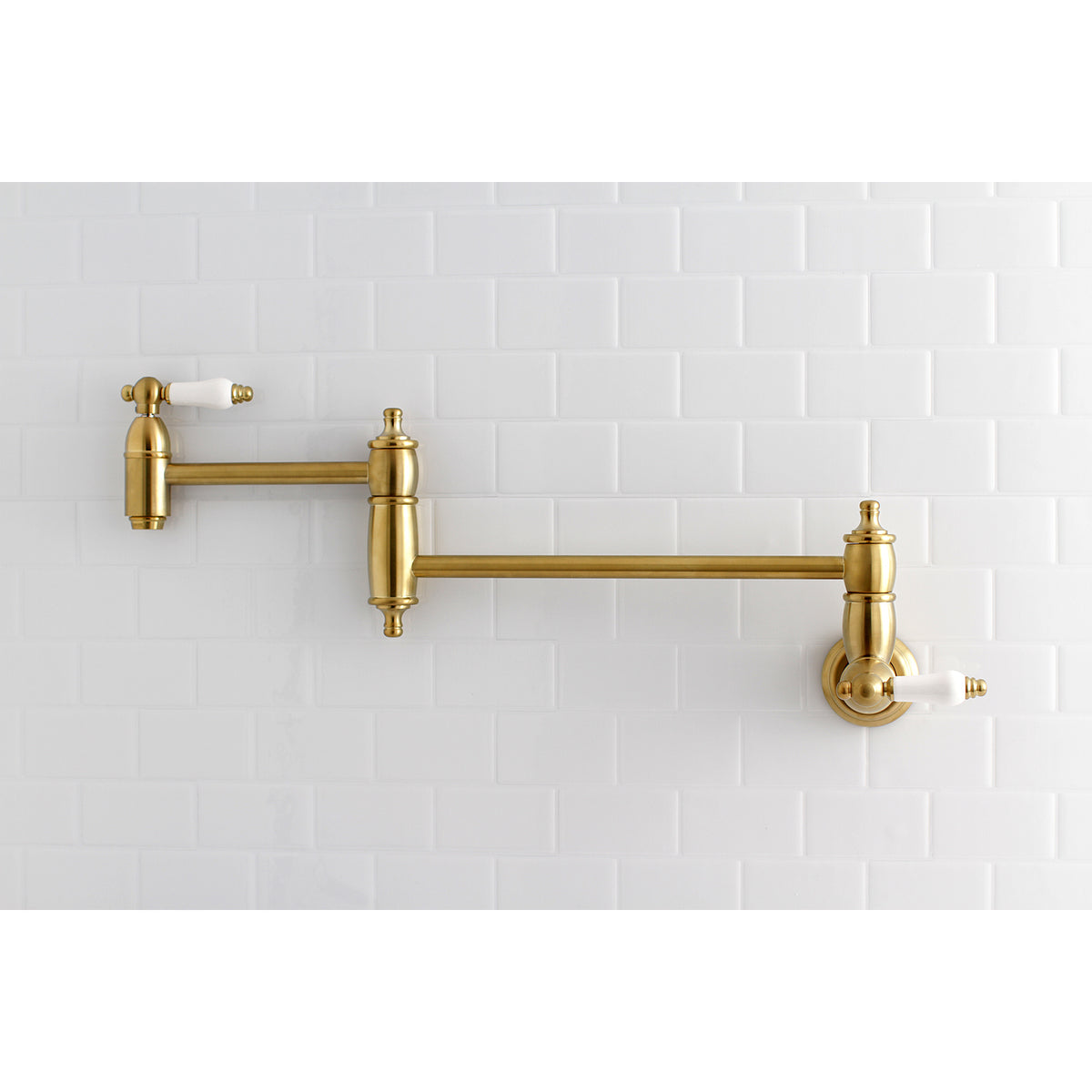 Kingston Brass KS3106PL Restoration Wall Mount Pot Filler Kitchen Faucet