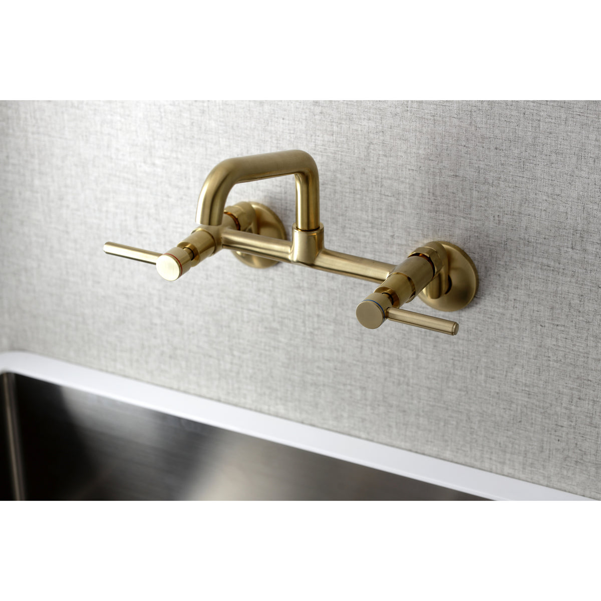 Kingston Brass KS823PN Concord Two-Handle Wall-Mount Kitchen Faucet