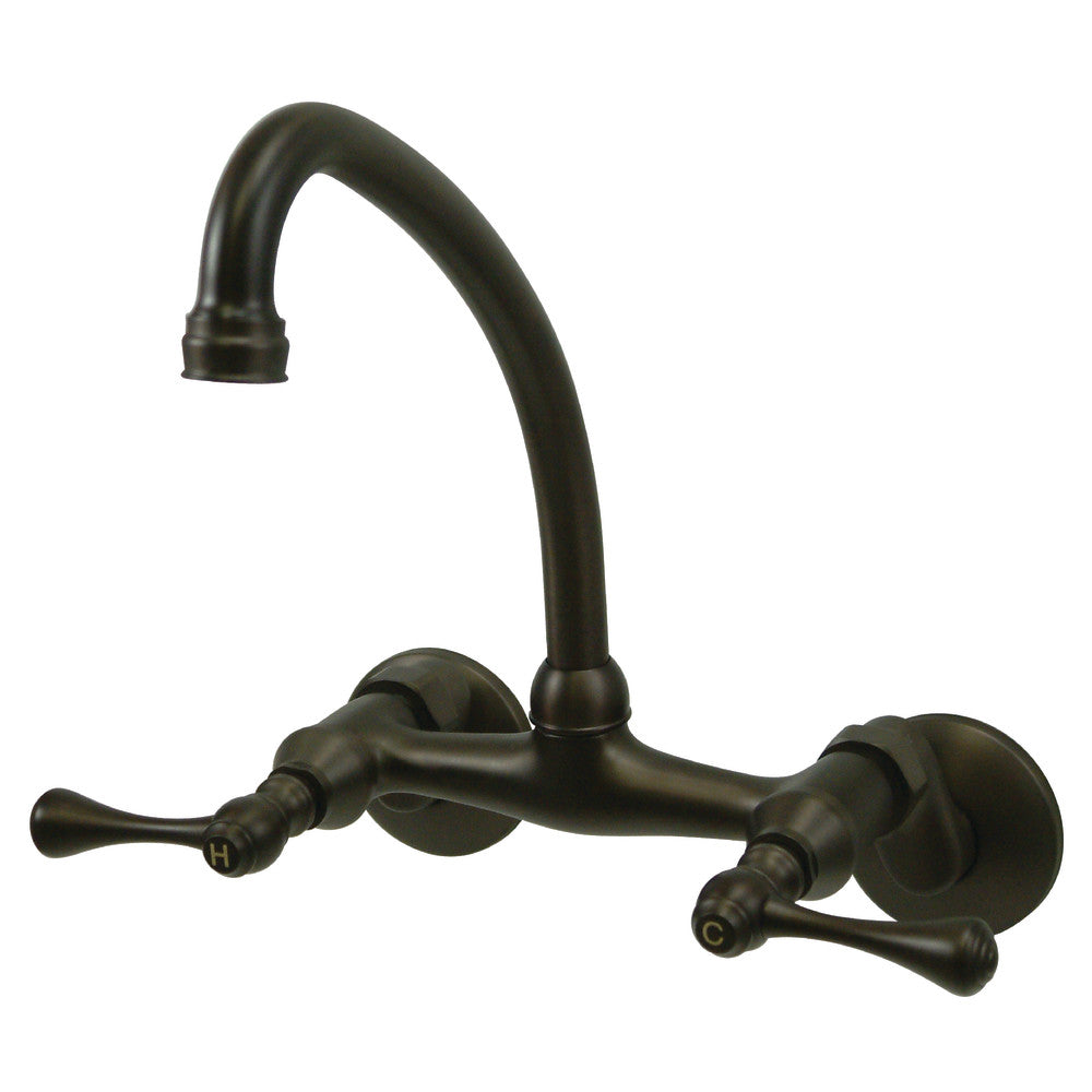 Kingston Brass KS314MB Kingston Two Handle Wall Mount Kitchen Faucet