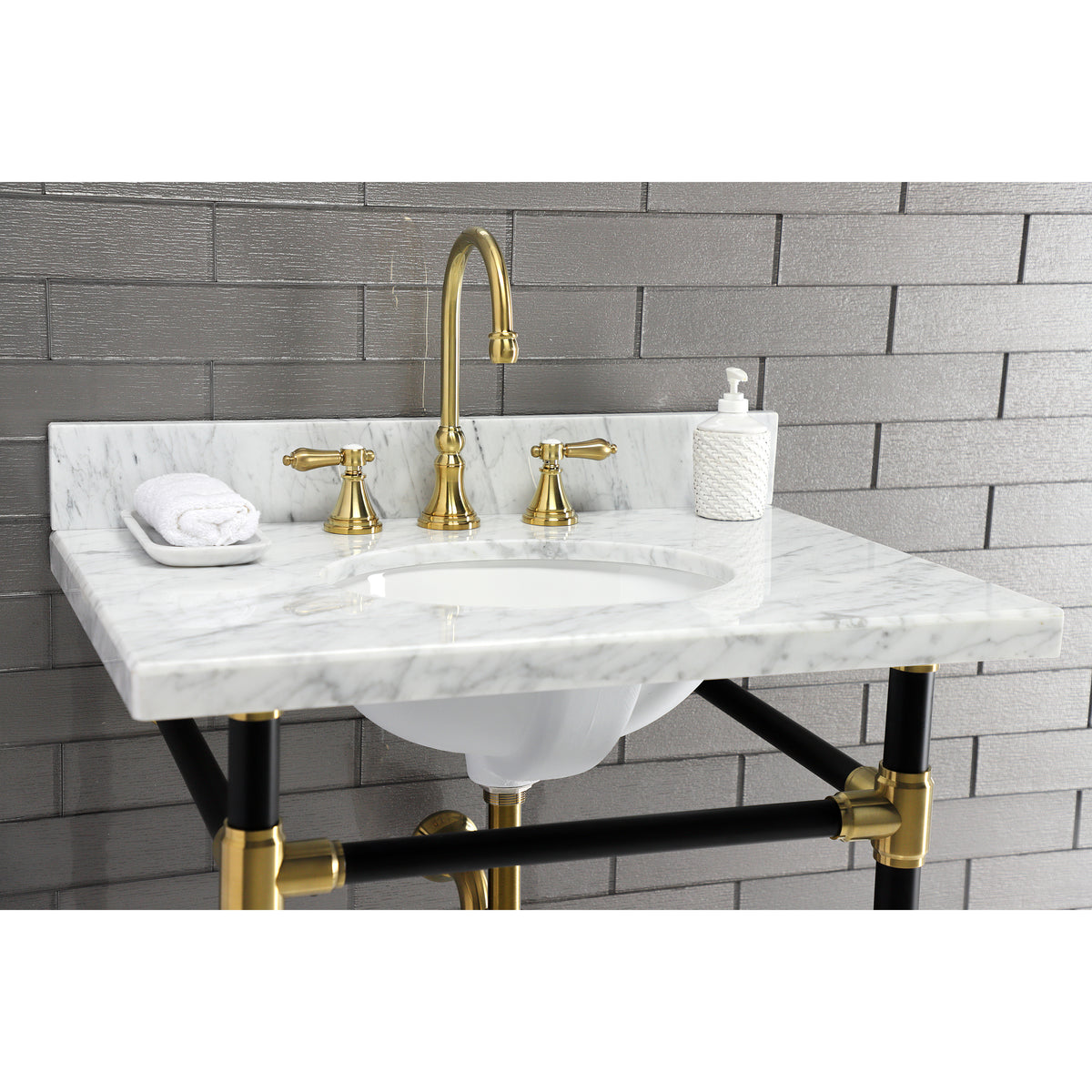 Kingston Brass KS2981BAL Heirloom Widespread Bathroom Faucet with Brass Pop-Up