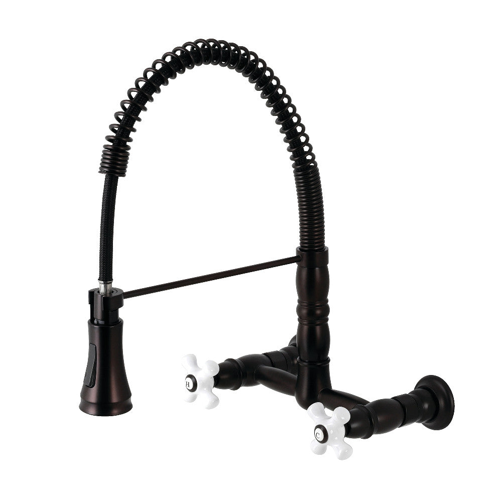 Gourmetier GS1243PX Heritage Two-Handle Wall-Mount Pull-Down Sprayer Kitchen Faucet