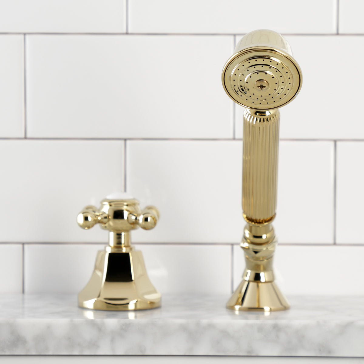Kingston Brass Deck Mount Hand Shower with Diverter for Roman Tub Faucet