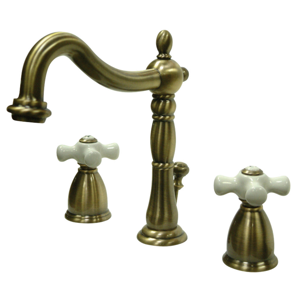 Kingston Brass KB1976PX Heritage Widespread Bathroom Faucet with Brass Pop-Up