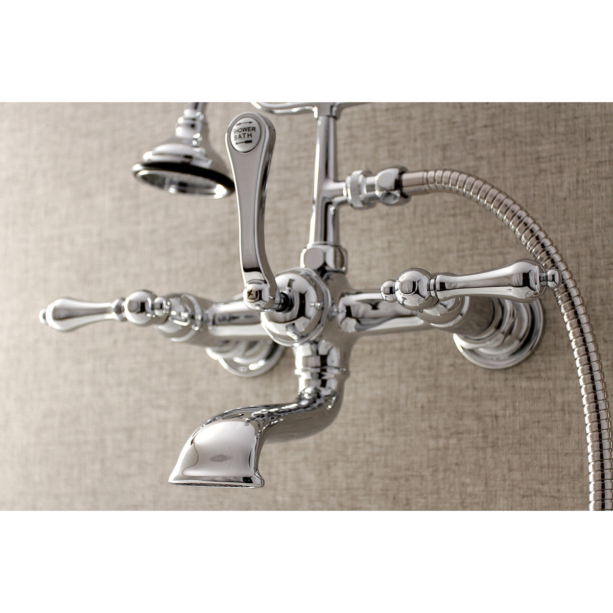 Aqua Vintage 7-Inch Wall Mount Tub Faucet with Hand Shower