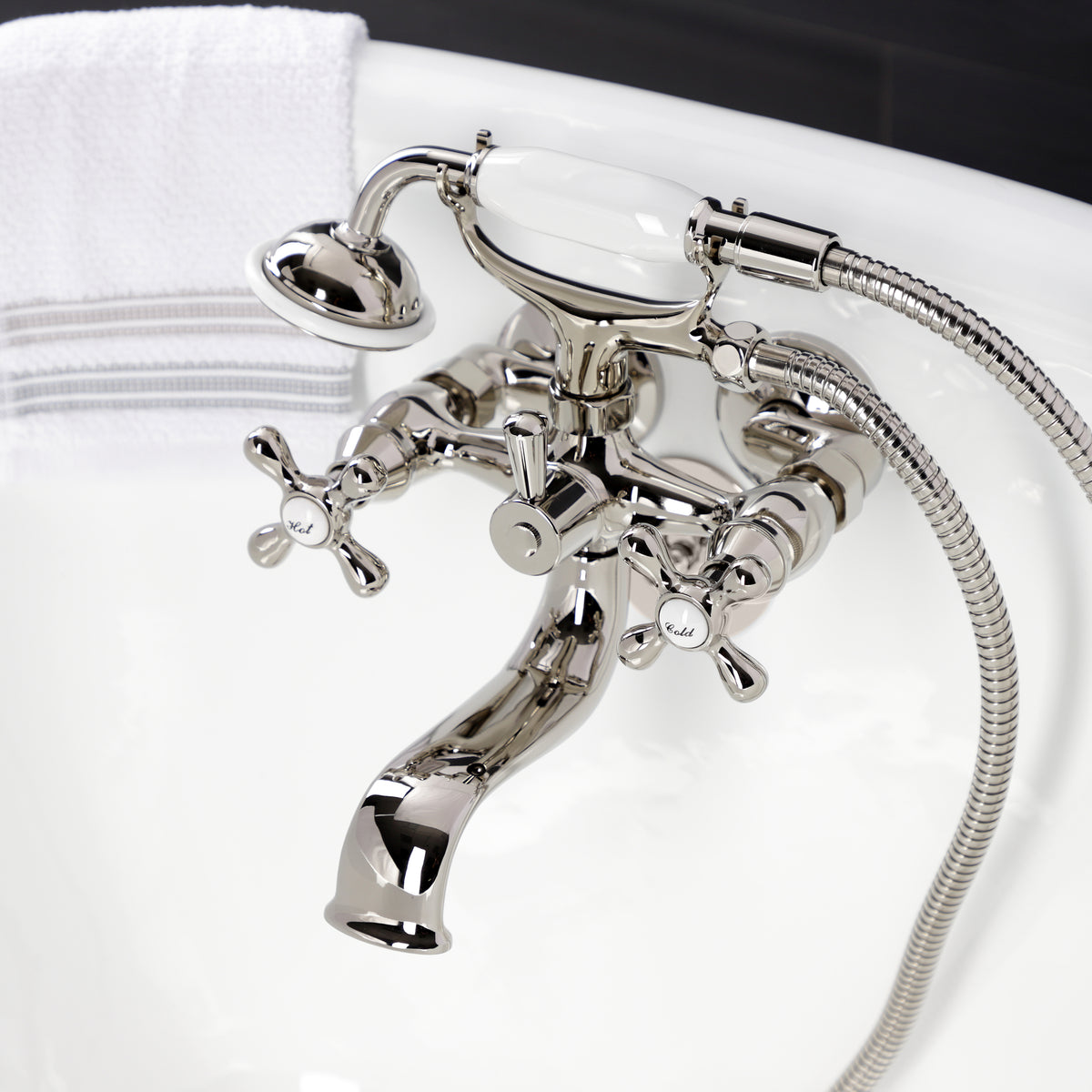 Kingston Wall Mount Clawfoot Tub Faucet with Hand Shower