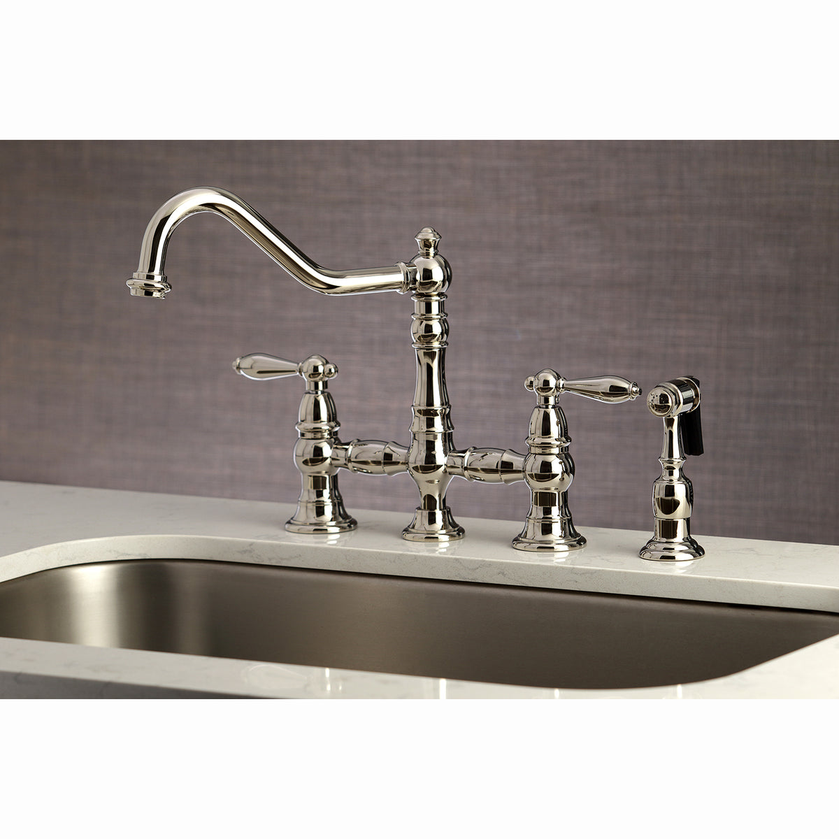 Kingston Brass KS3270ALBS Kitchen Faucet with Side Sprayer