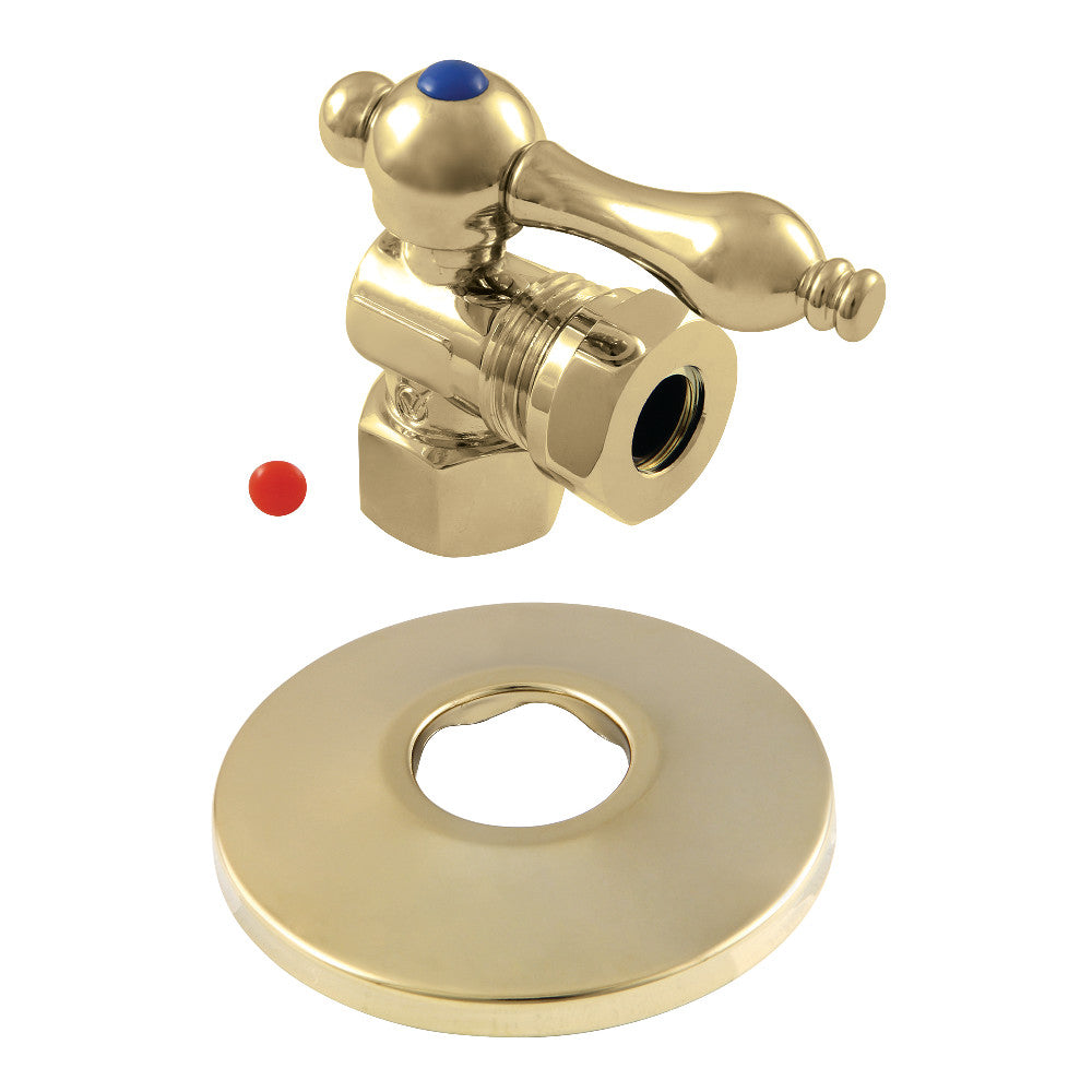 Kingston Brass 1/2-Inch FIP X 1/2-Inch or 7/16-Inch O.D. Slip Joint Quarter-Turn Angle Stop Valve with Flange