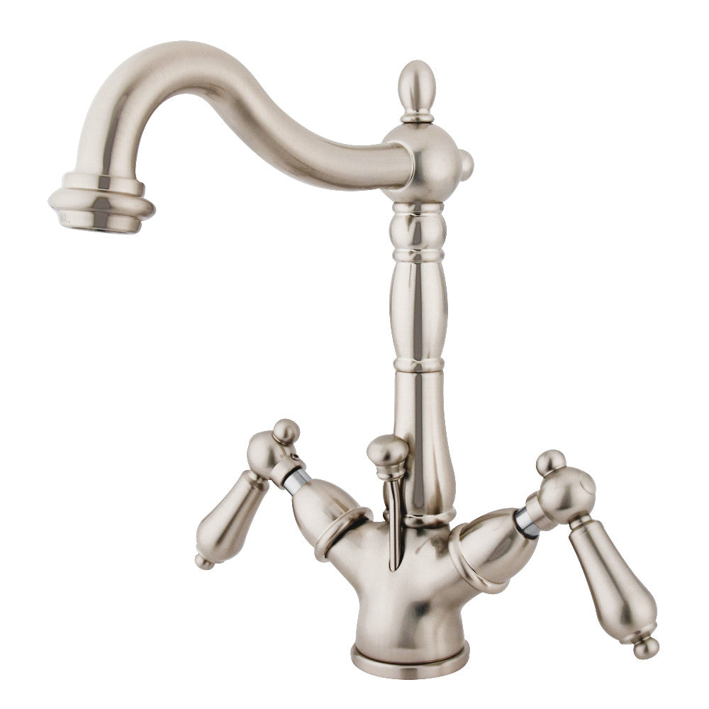 Kingston Brass KS1432AL Heritage Two-Handle Bathroom Faucet with Brass Pop-Up and Cover Plate
