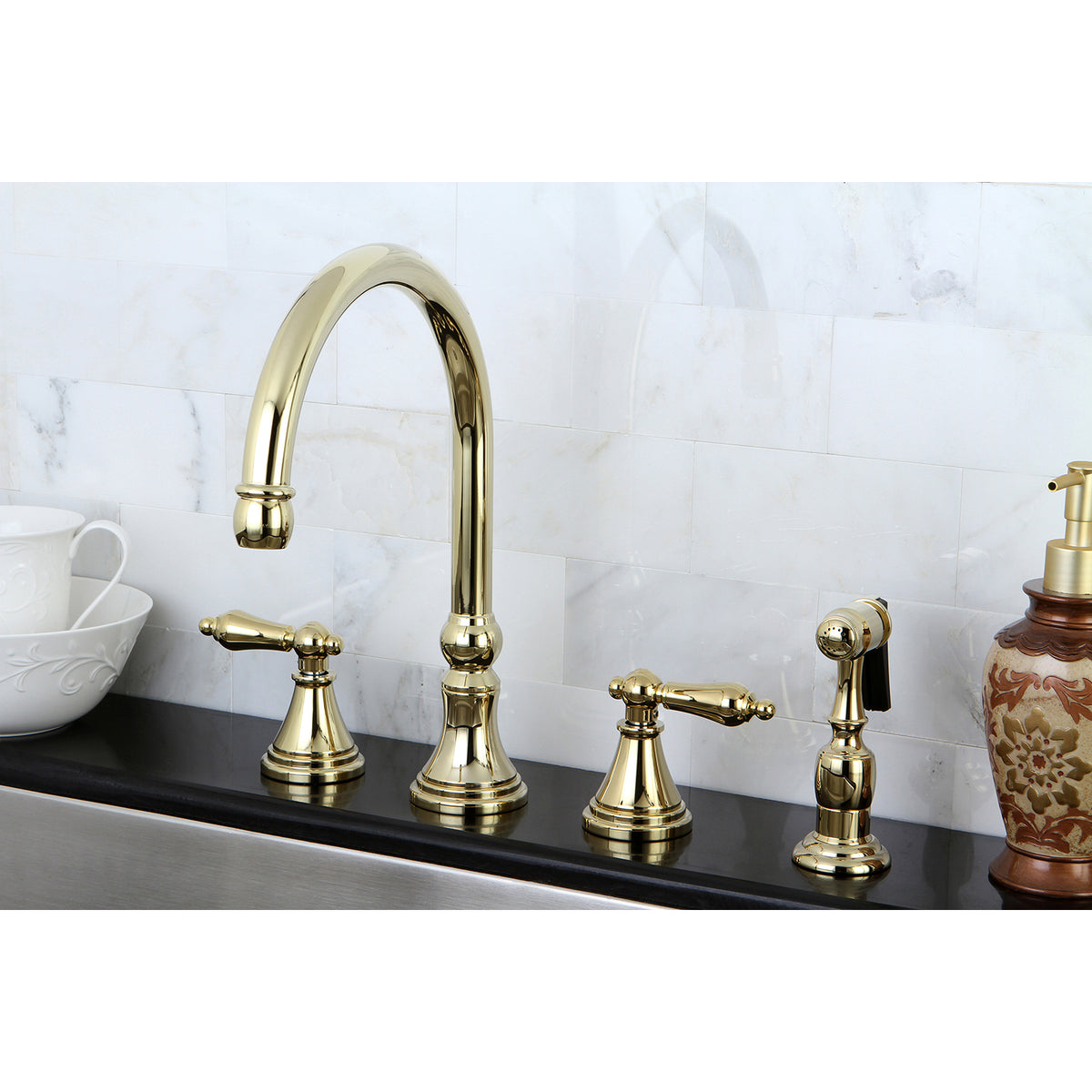 Kingston Brass KS2798ALBS Widespread Kitchen Faucet