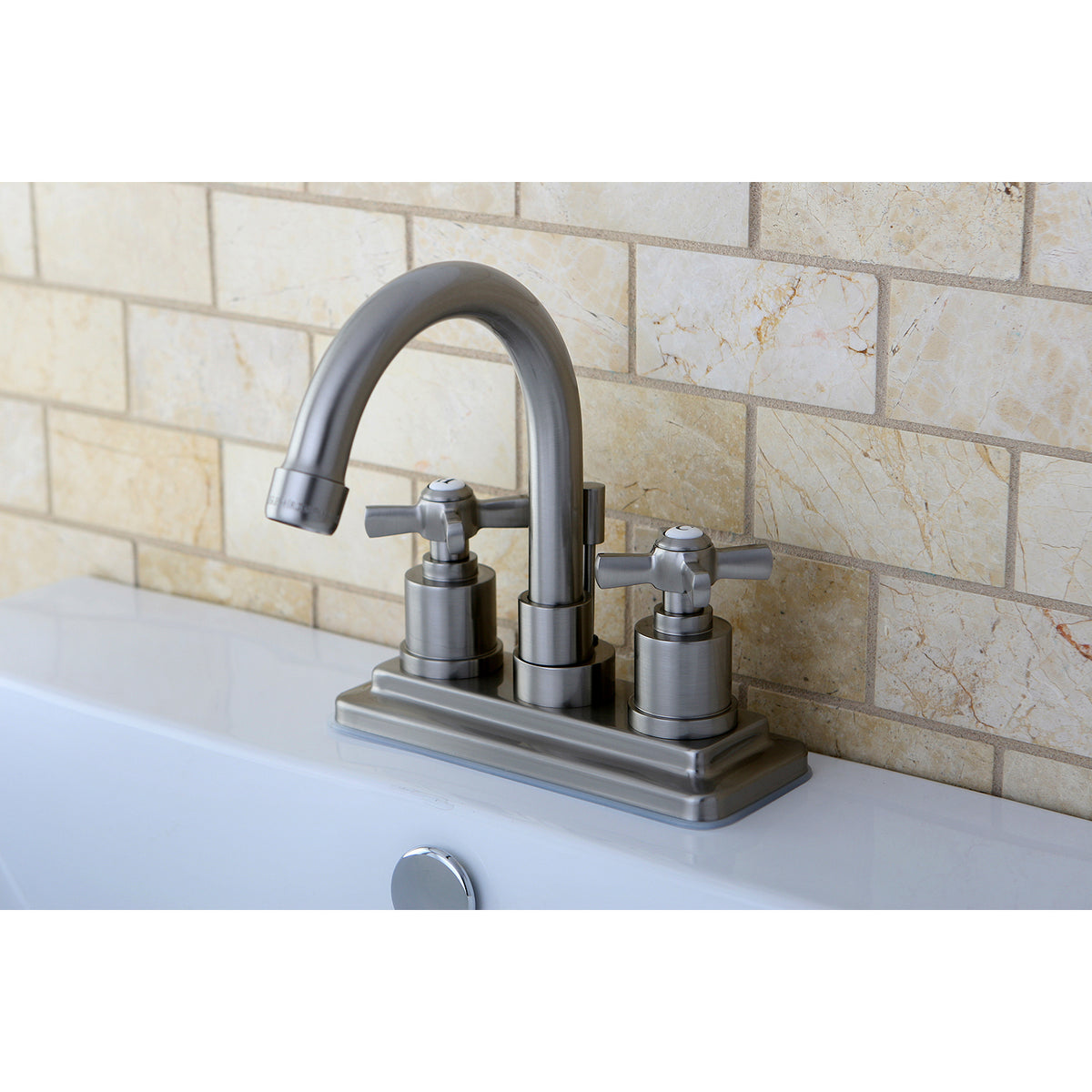 Kingston Brass KS8661ZX Millennium 4 in. Centerset Bathroom Faucet with Brass Pop-Up