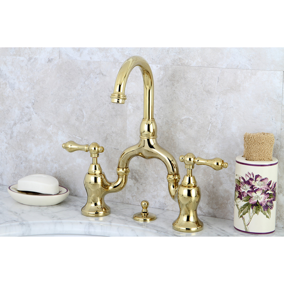 Kingston Brass KS7995AL English Country Bridge Bathroom Faucet with Brass Pop-Up
