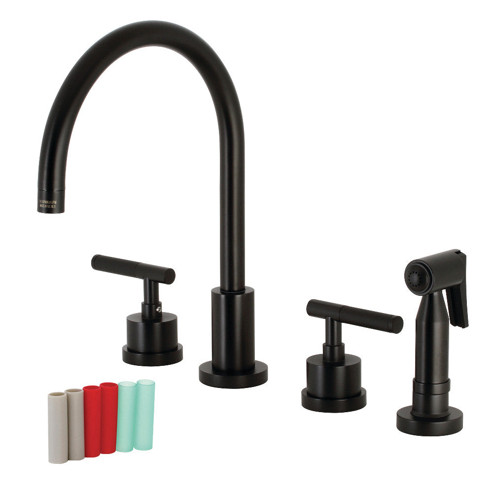 Kingston Brass KS8728CKLBS Kaiser Widespread Kitchen Faucet with Brass Sprayer