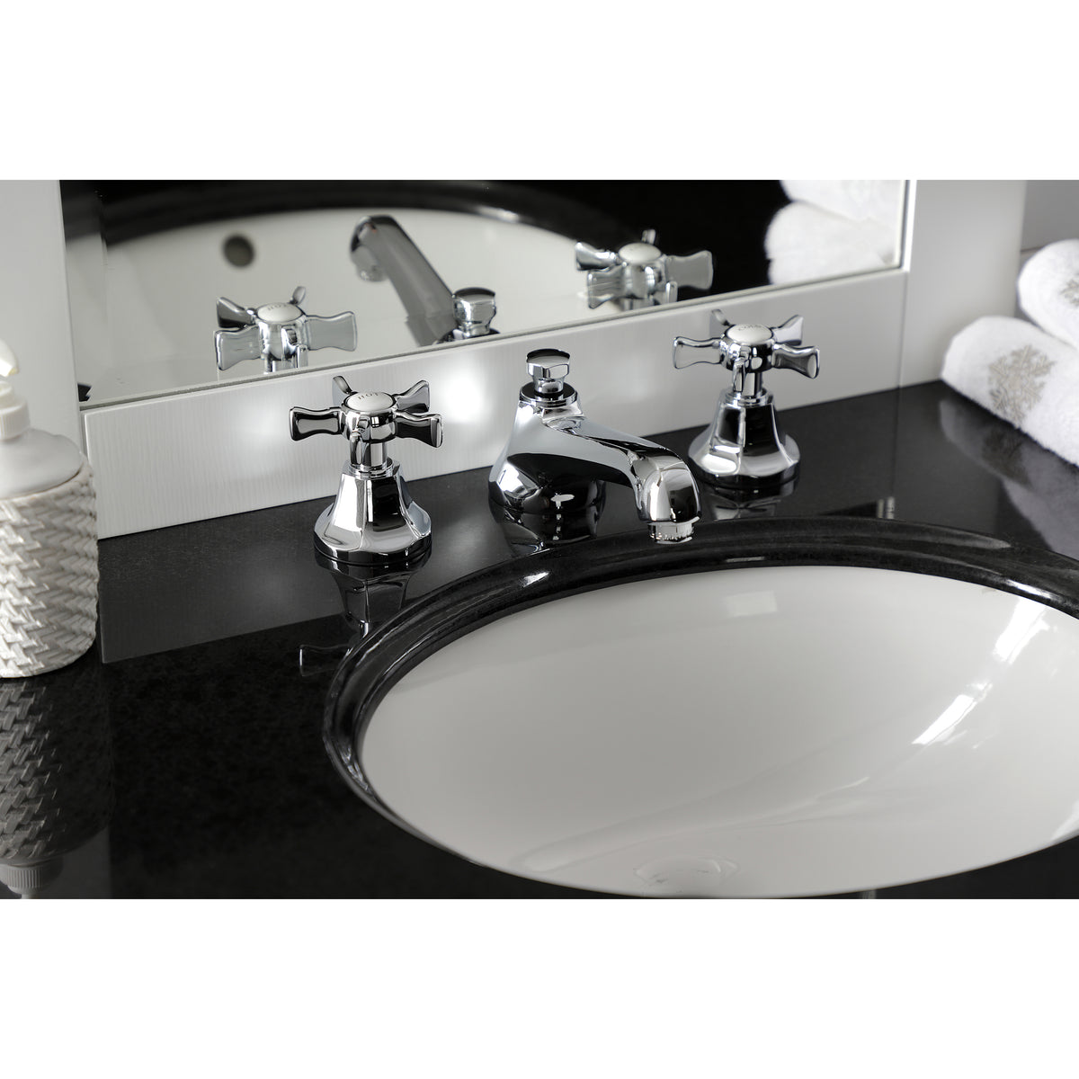 Kingston Brass KS4468NX Hamilton Widespread Bathroom Faucet with Brass Pop-Up