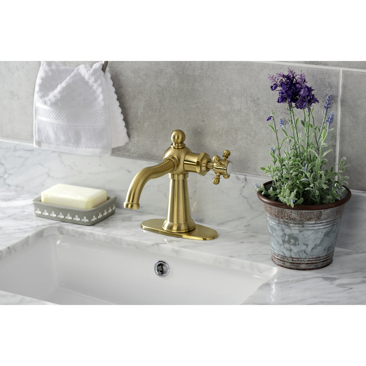 Kingston Brass KSD154BXPB Nautical Single-Handle Bathroom Faucet with Push Pop-Up