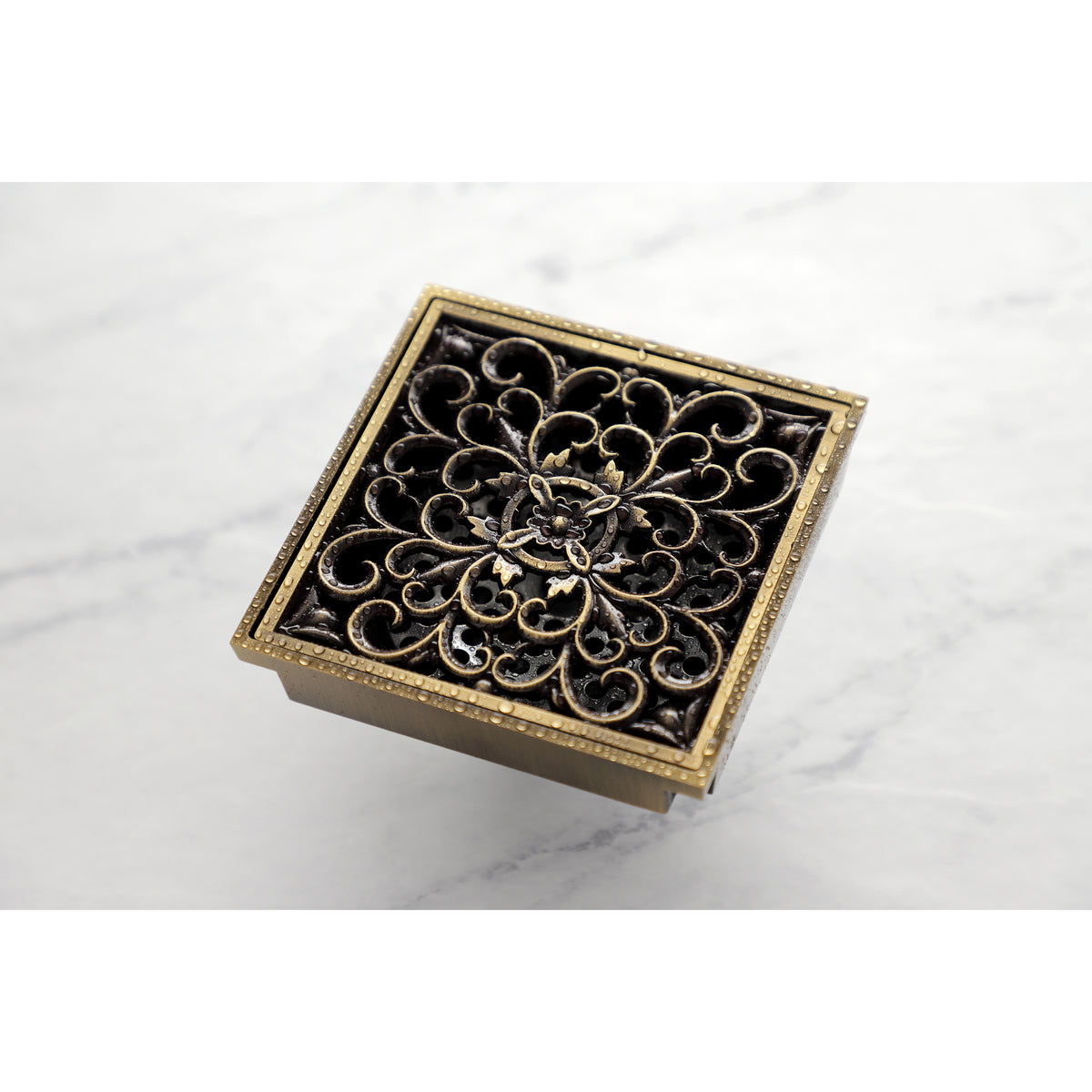 Kingston Brass Watercourse Scroll 4&quot; Square Grid Shower Drain