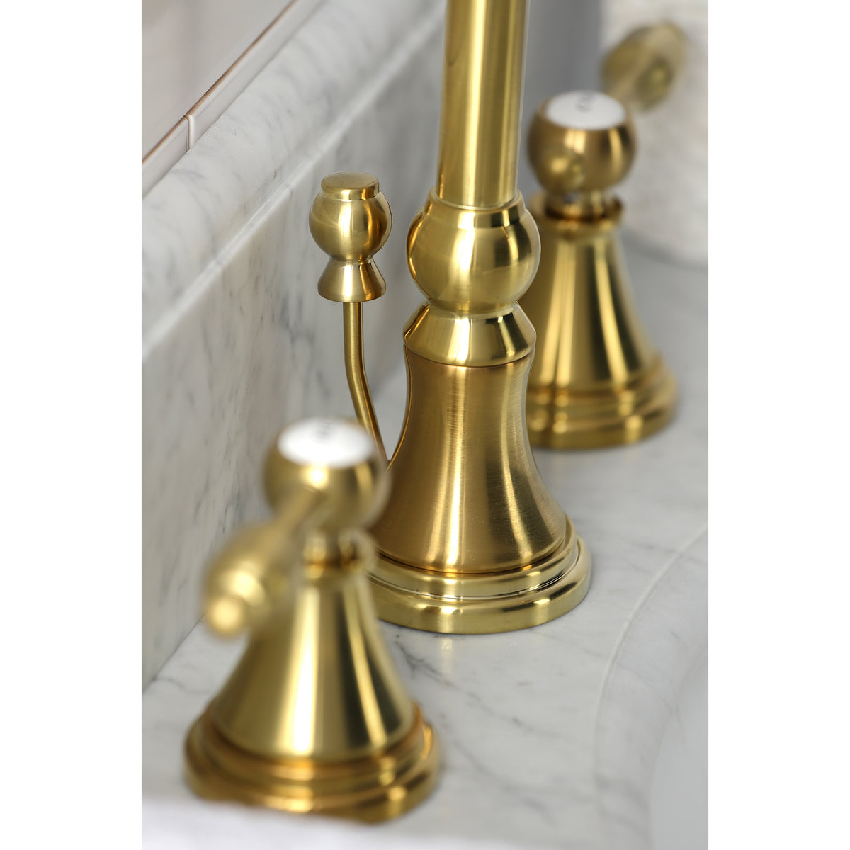 Kingston Brass KS2981TAL Tudor Widespread Bathroom Faucet with Brass Pop-Up