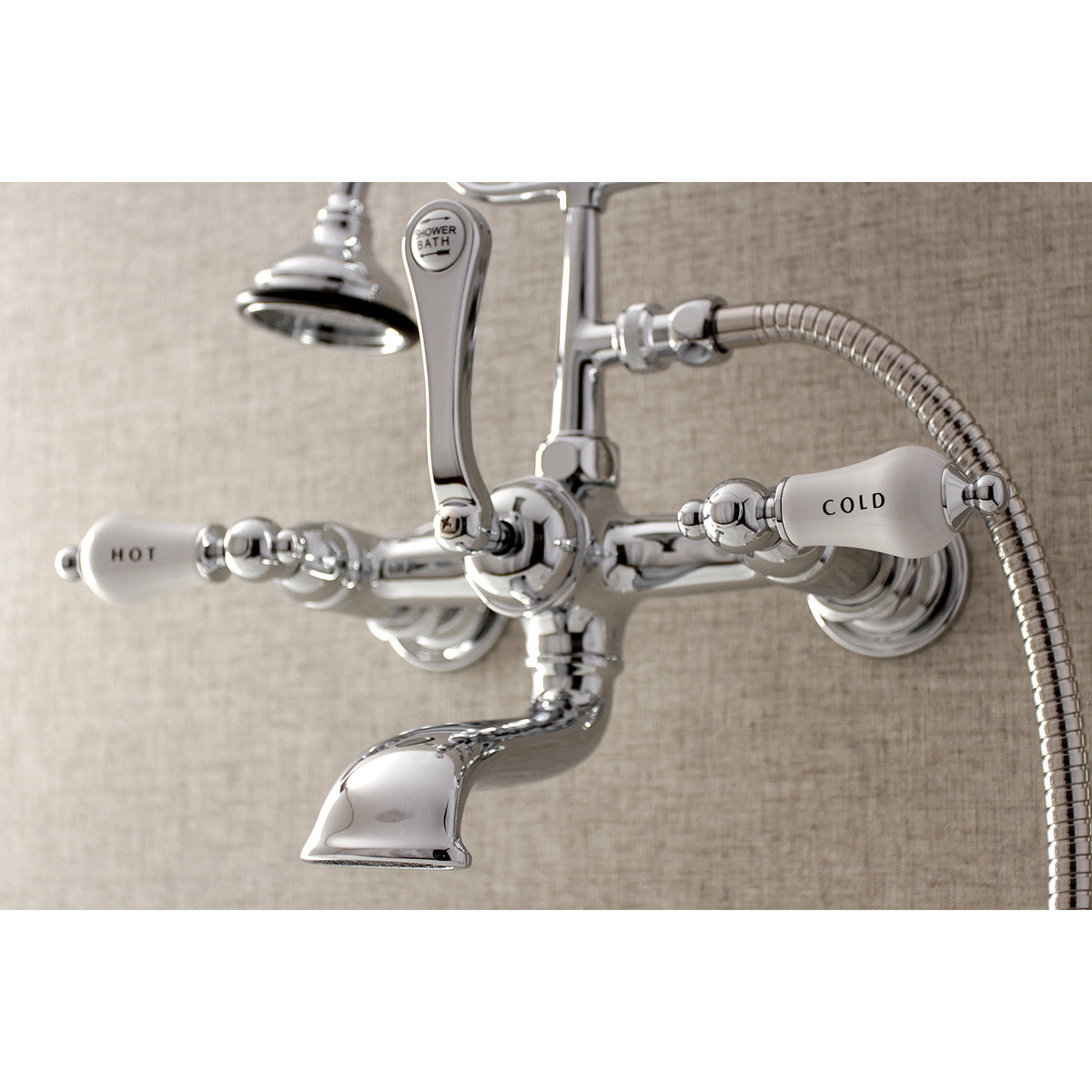 Aqua Vintage 7-Inch Wall Mount Tub Faucet with Hand Shower