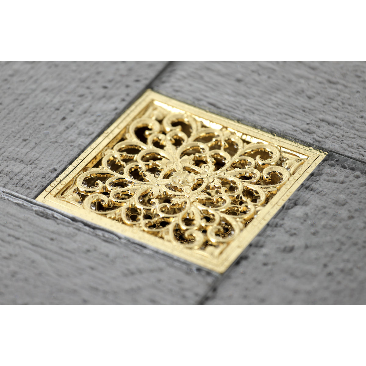 Kingston Brass Watercourse Scroll 4&quot; Square Grid Shower Drain
