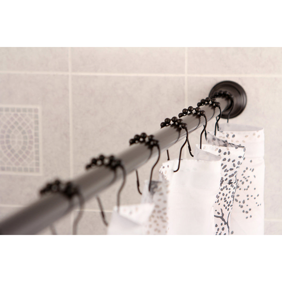 Kingston Brass Straight Shower Curtain Rod with Shower Curtain Rings