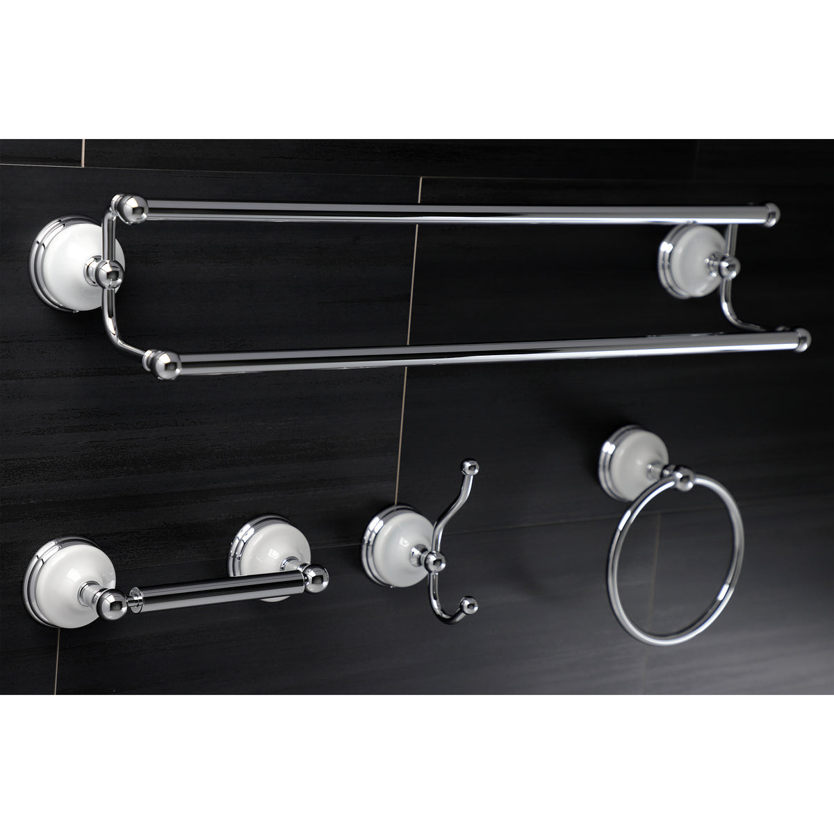 Kingston Brass Victorian 4-Pieces Dual Towel Bar Bathroom Hardware Set
