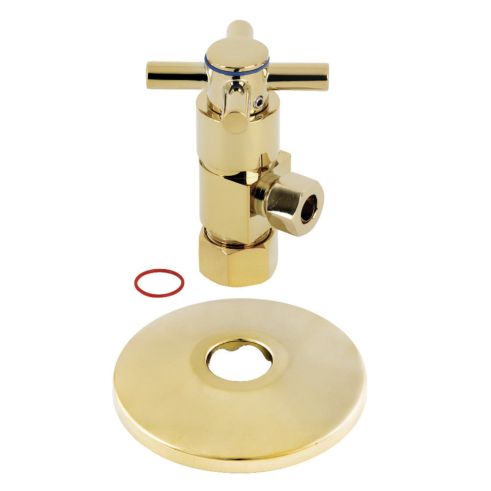 Kingston Brass 5/8&quot;O.D x 3/8&quot; O.D Anti-Seize Deluxe Quarter Turn Ceramic Hardisc Cartridge Angle Stop with Flange