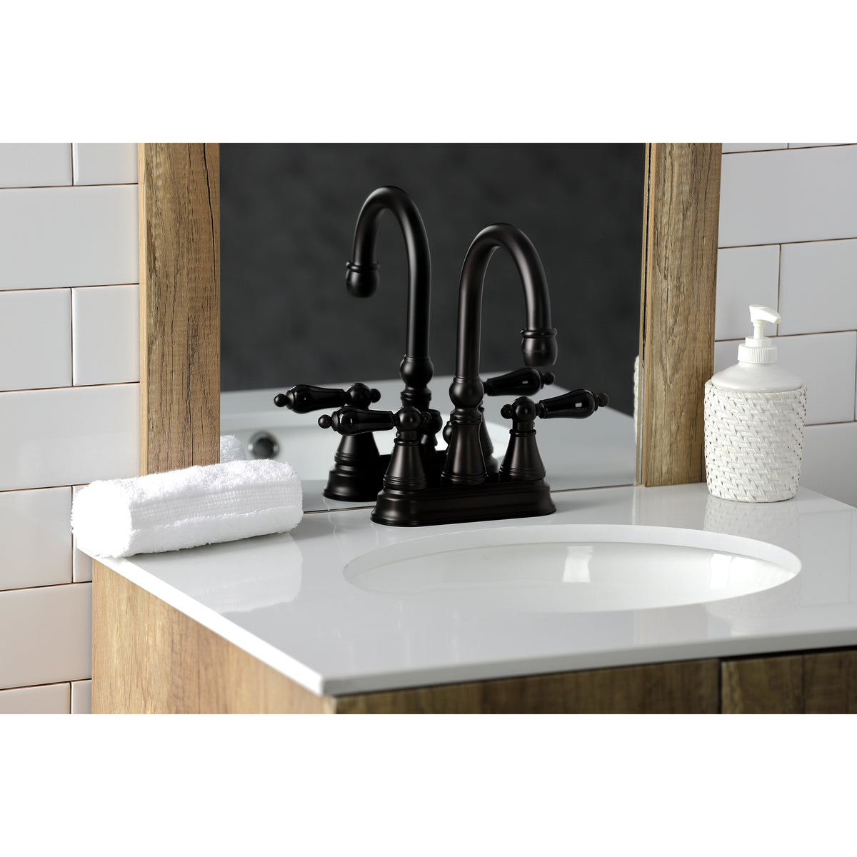 Kingston Brass KS2612PKL Duchess 4 in. Centerset Bathroom Faucet with Brass Pop-Up