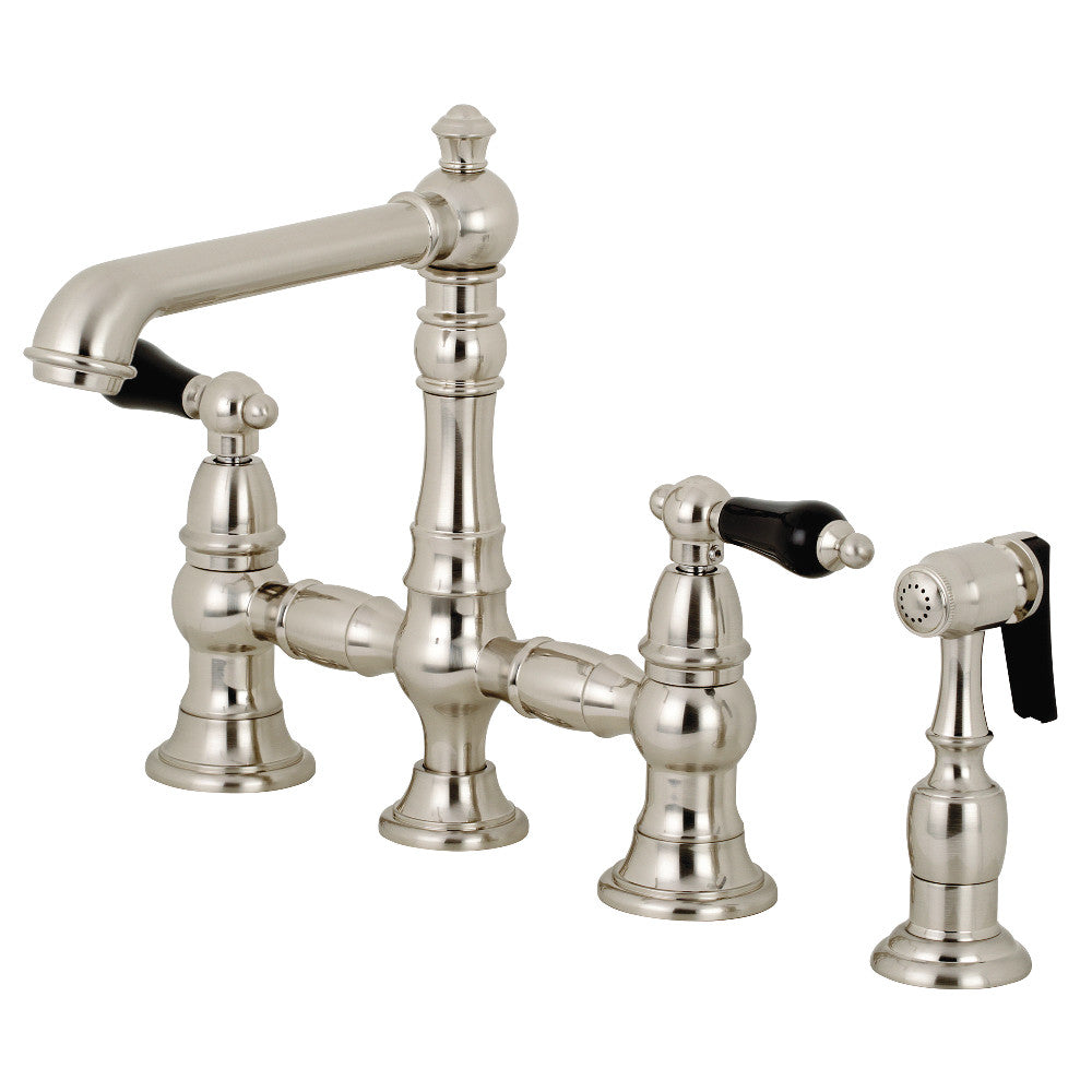 Kingston Brass KS7272PKLBS Duchess Bridge Kitchen Faucet with Brass Sprayer