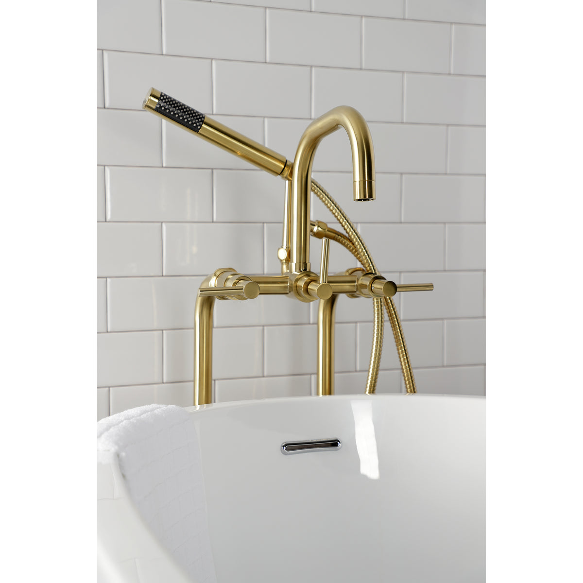 Aqua VintageL Concord Freestanding Tub Faucet with Supply Line, Stop Valve