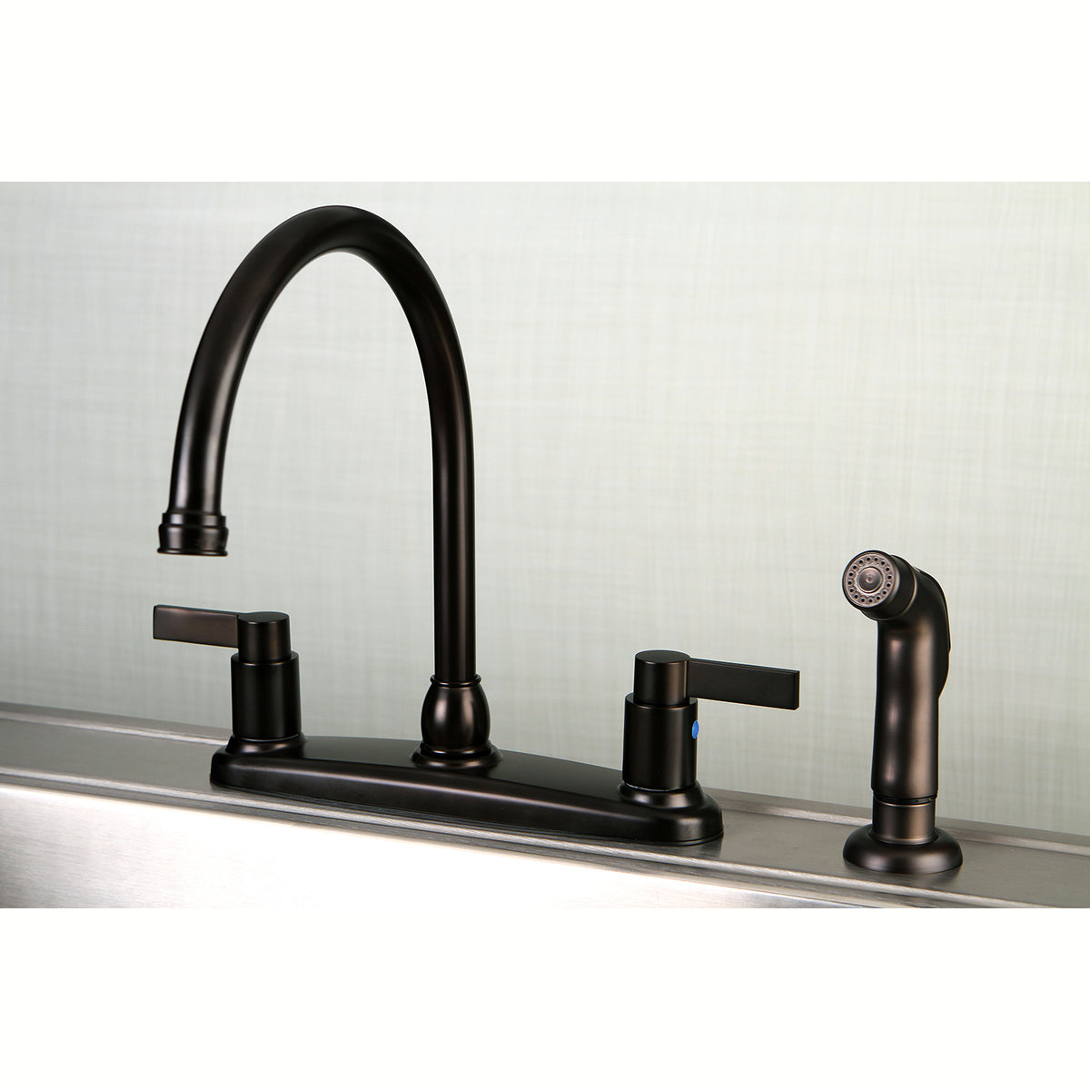 Kingston Brass FB2795NDLSP NuvoFusion 8-Inch Centerset Kitchen Faucet with Sprayer