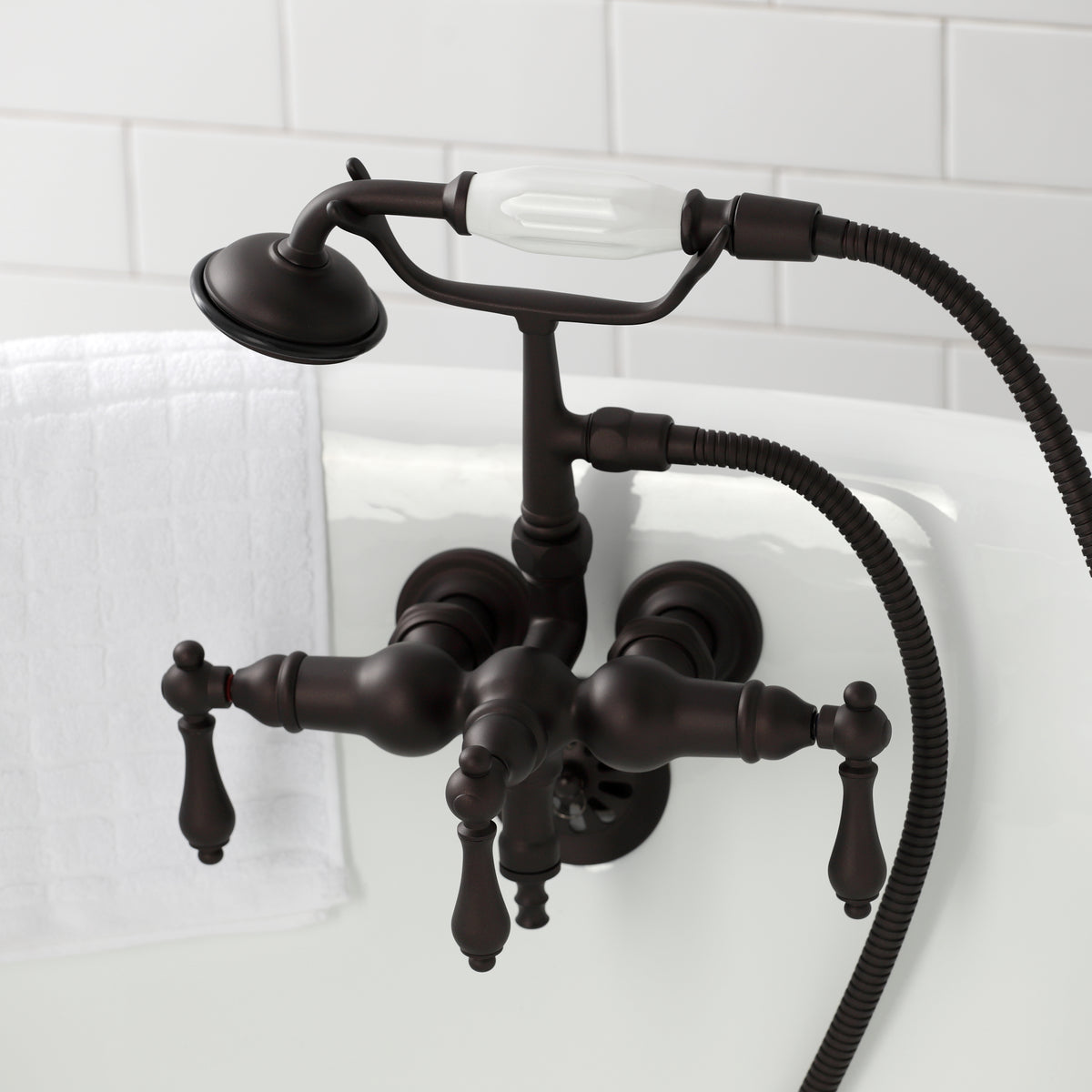 Vintage 3-3/8&quot; Tub Wall Mount Clawfoot Tub Faucet with Hand Shower