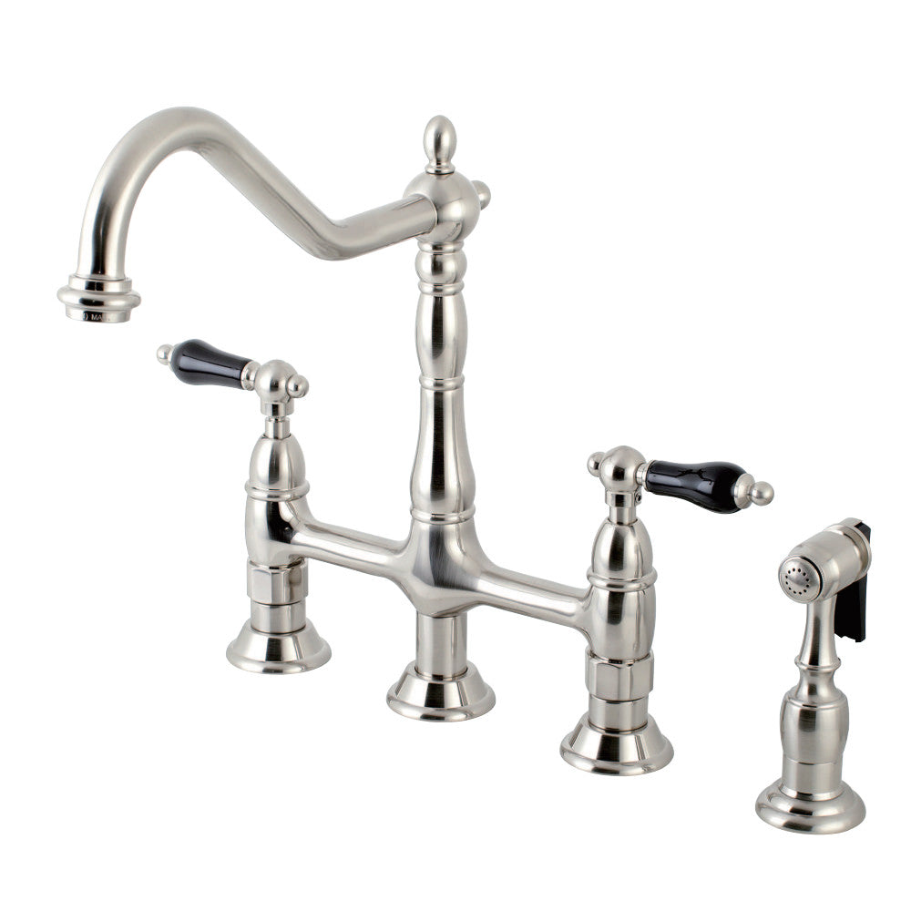 Kingston Brass KS1270PKLBS Duchess Bridge Kitchen Faucet with Brass Sprayer