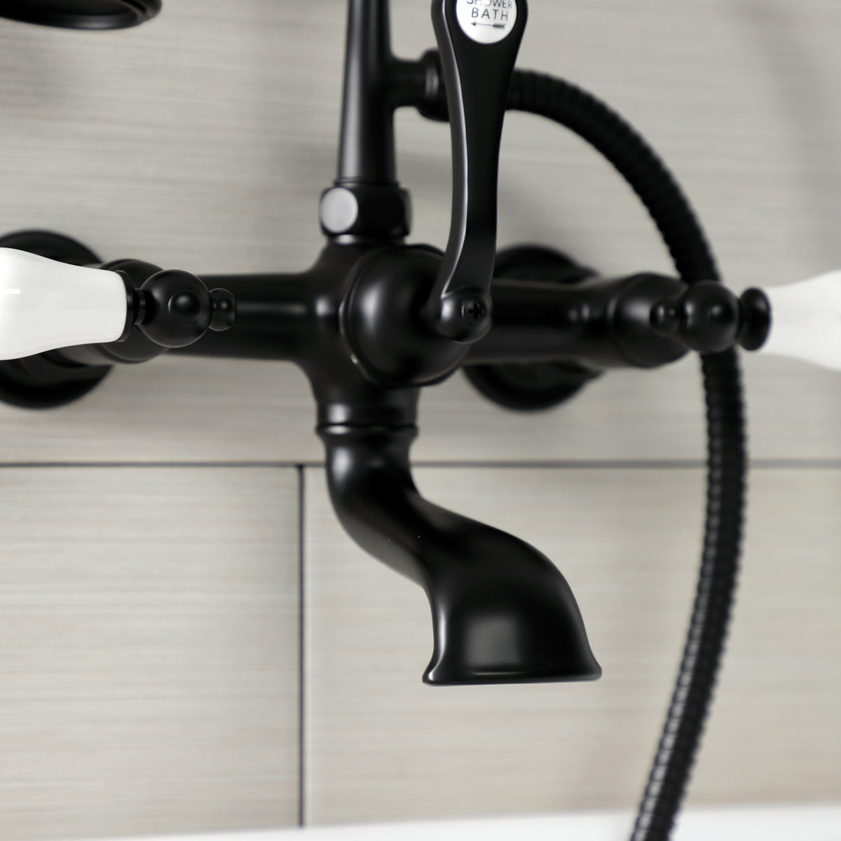 Aqua Vintage 7-Inch Wall Mount Tub Faucet with Hand Shower