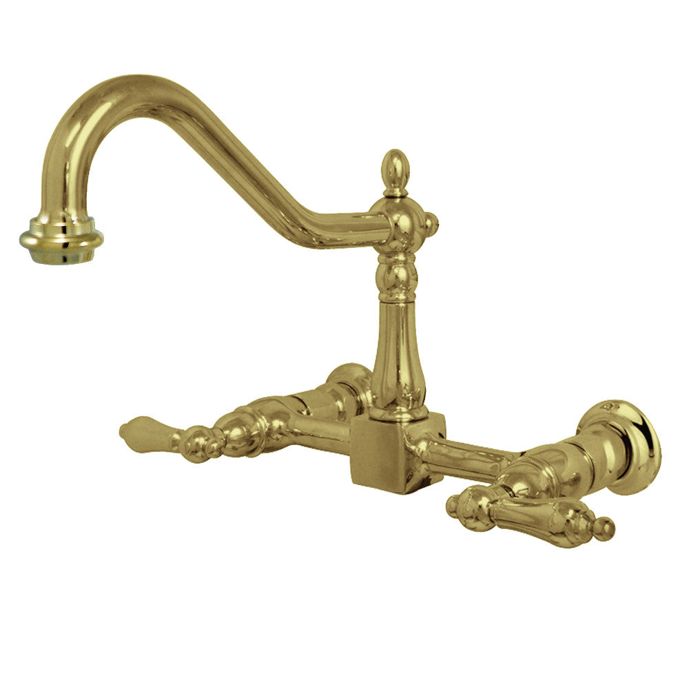 Kingston Brass KS1242AL Heritage Wall Mount Bridge Kitchen Faucet