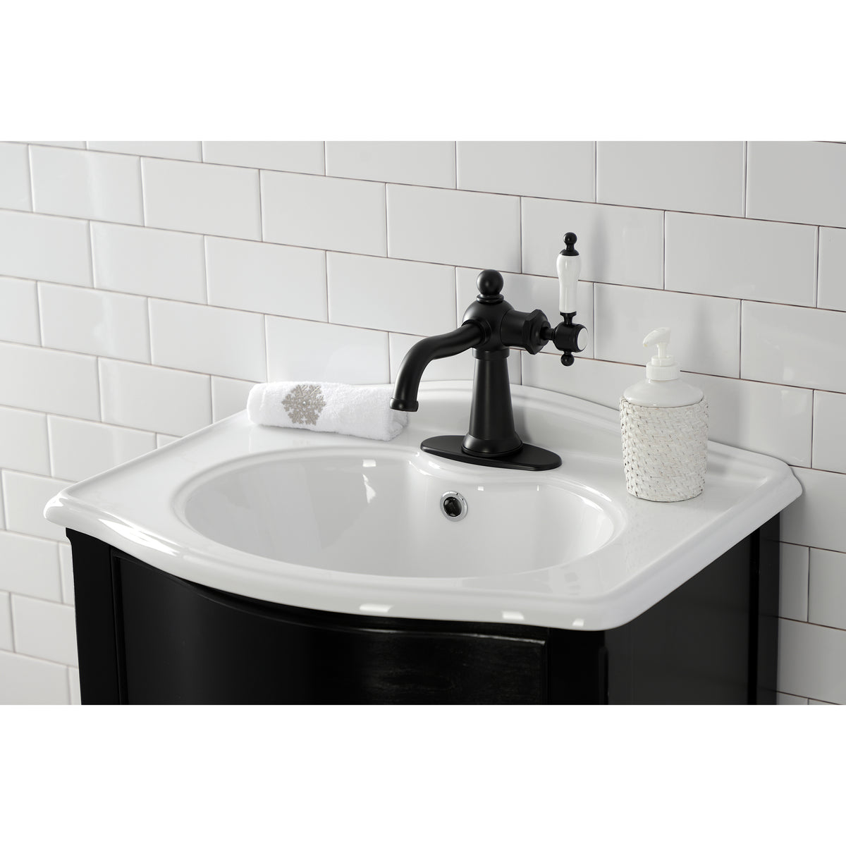 Kingston Brass KSD154KLCP Nautical Single-Handle Bathroom Faucet with Push Pop-Up