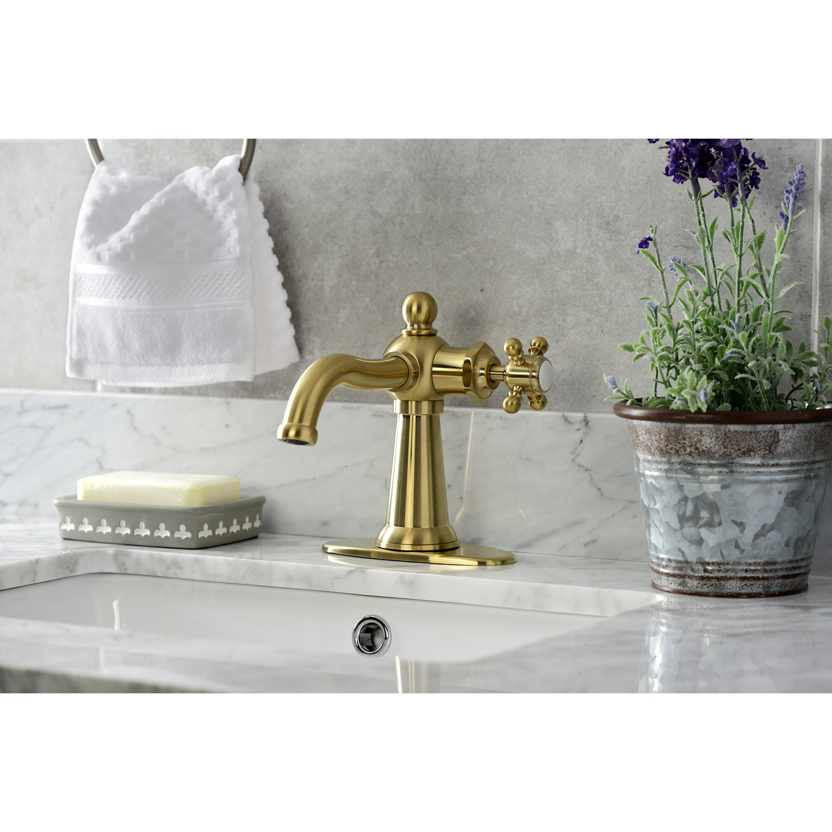 Kingston Brass KSD154BXPB Nautical Single-Handle Bathroom Faucet with Push Pop-Up