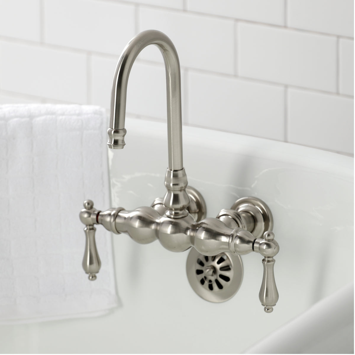 Vintage 3-3/8&quot; Tub Wall Mount Clawfoot Tub Faucet