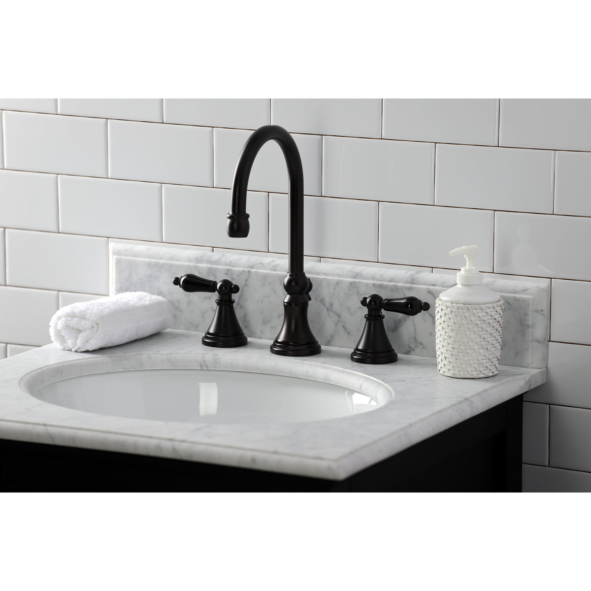 Kingston Brass KS2982PKL Duchess Widespread Bathroom Faucet with Brass Pop-Up