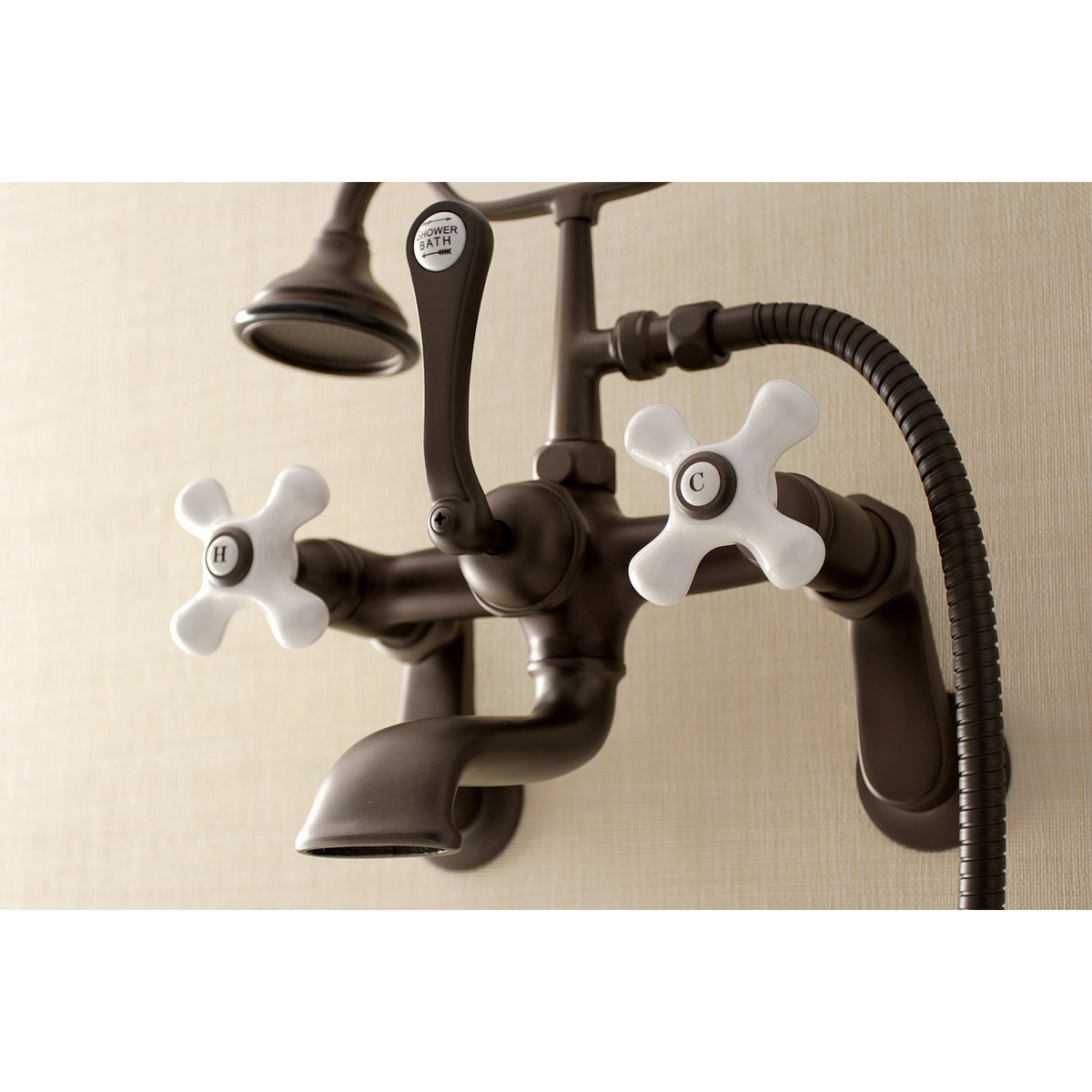 Aqua Vintage Wall Mount Tub Faucet with Hand Shower
