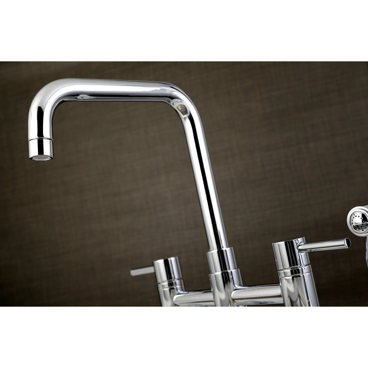 Kingston Brass KS8287DLBS Concord Two-Handle Bridge Kitchen Faucet with Brass Sprayer