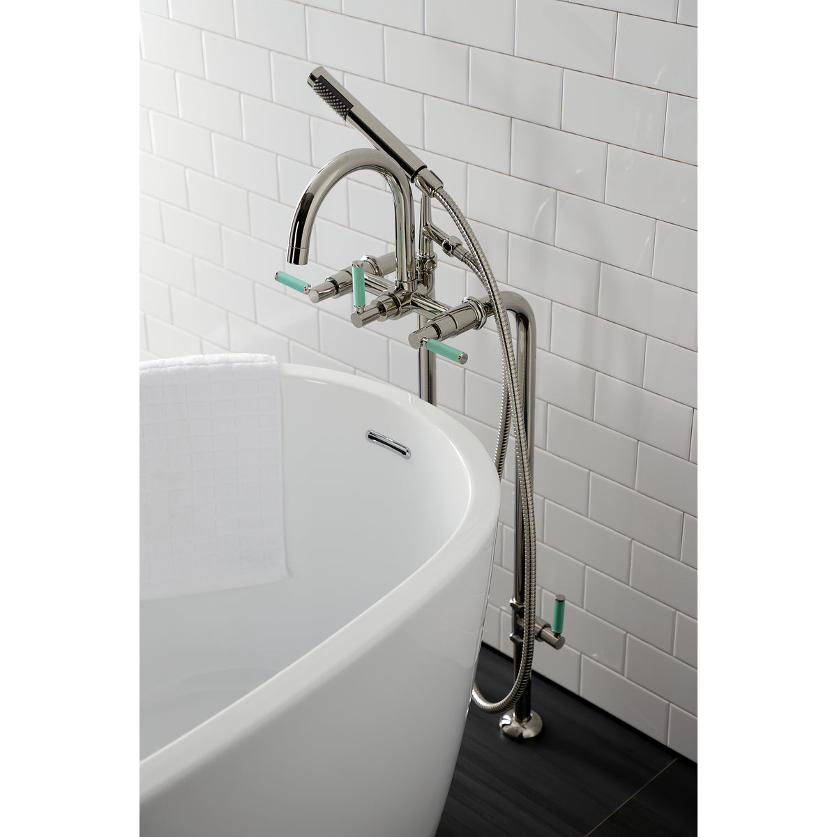 Aqua Vintage Concord Freestanding Tub Faucet with Supply Line, Stop Valve