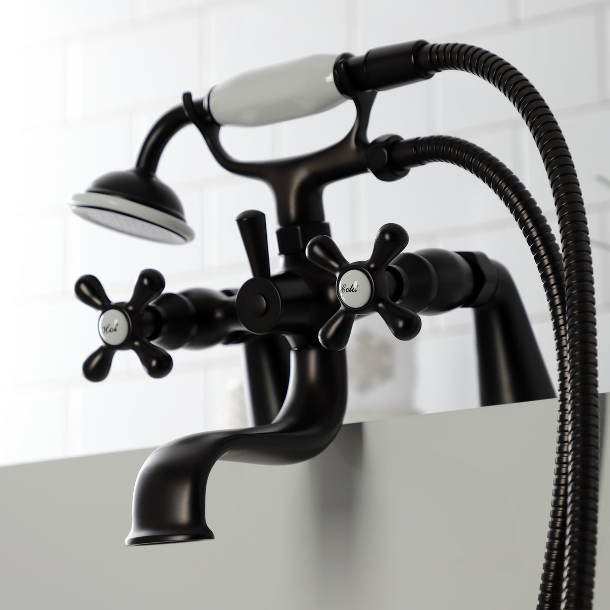 Kingston Deck Mount Clawfoot Tub Faucet with Hand Shower