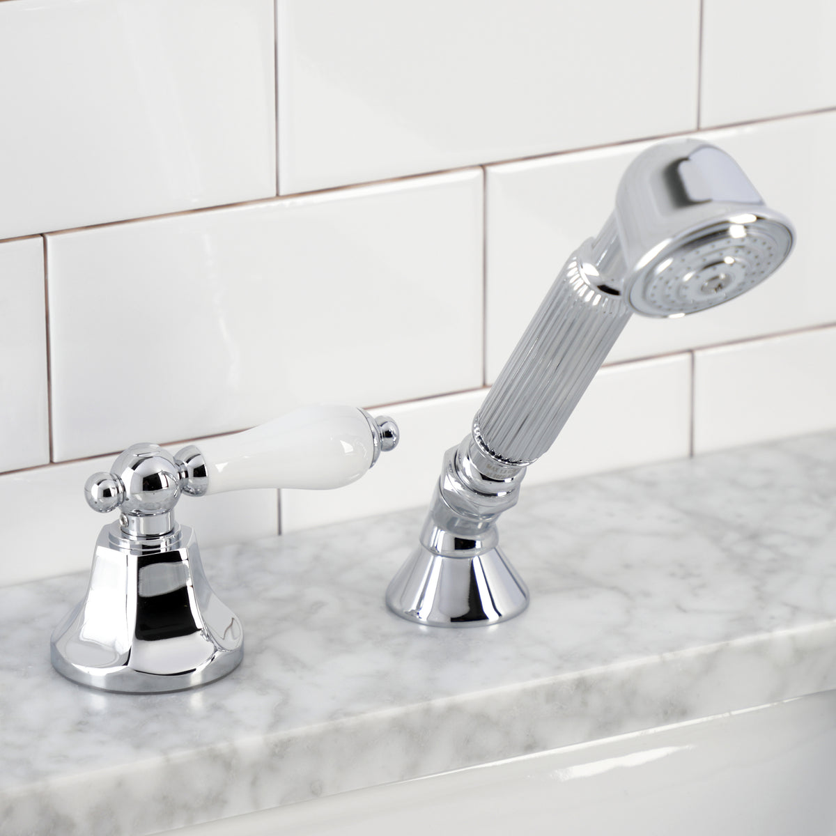 Kingston Brass Deck Mount Hand Shower with Diverter for Roman Tub Faucet