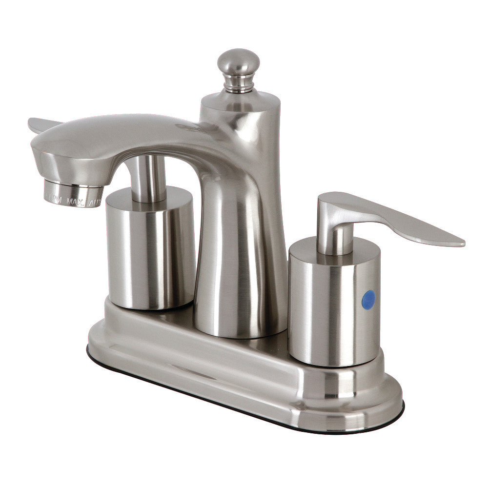 Kingston Brass FB7621SVL Two-Handle 3-Hole Deck Mount 4&quot; Centerset Bathroom Faucet with Retail Pop-Up