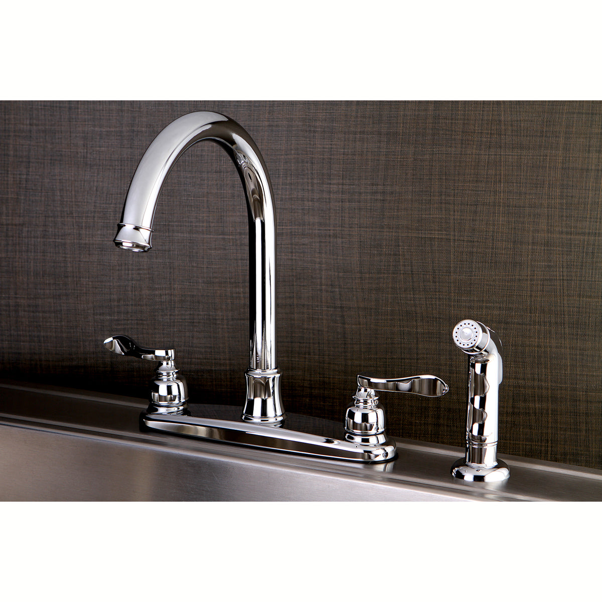 Kingston Brass FB7791NFLSP NuWave French 8-Inch Centerset Kitchen Faucet with Sprayer